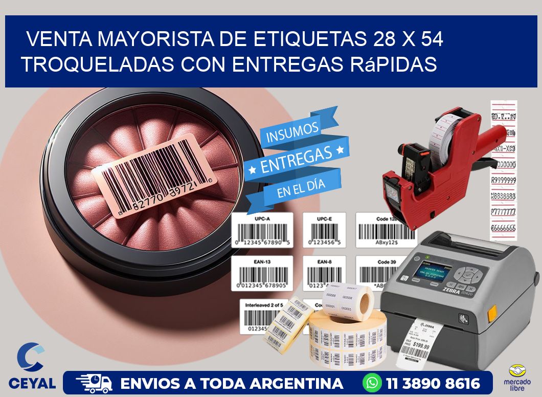Venta mayorista de etiquetas 28 x 54 troqueladas con entregas rápidas