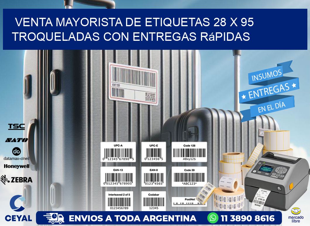 Venta mayorista de etiquetas 28 x 95 troqueladas con entregas rápidas