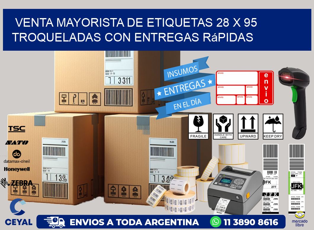Venta mayorista de etiquetas 28 x 95 troqueladas con entregas rápidas