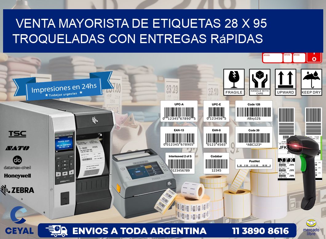 Venta mayorista de etiquetas 28 x 95 troqueladas con entregas rápidas