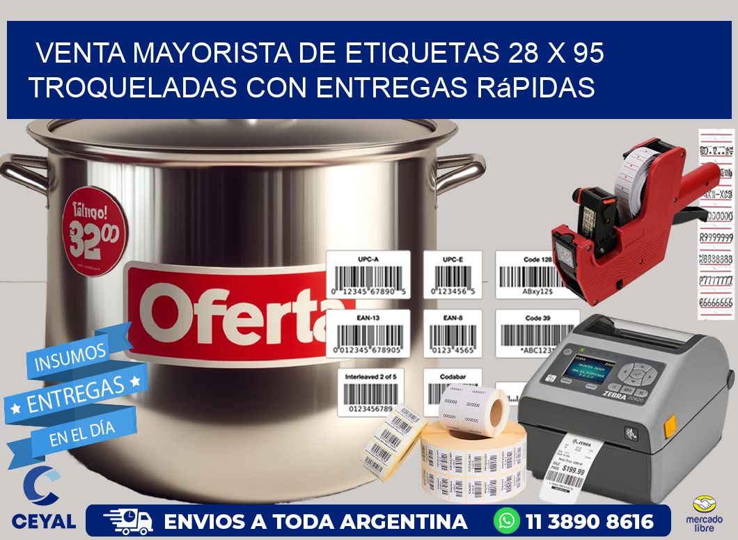 Venta mayorista de etiquetas 28 x 95 troqueladas con entregas rápidas