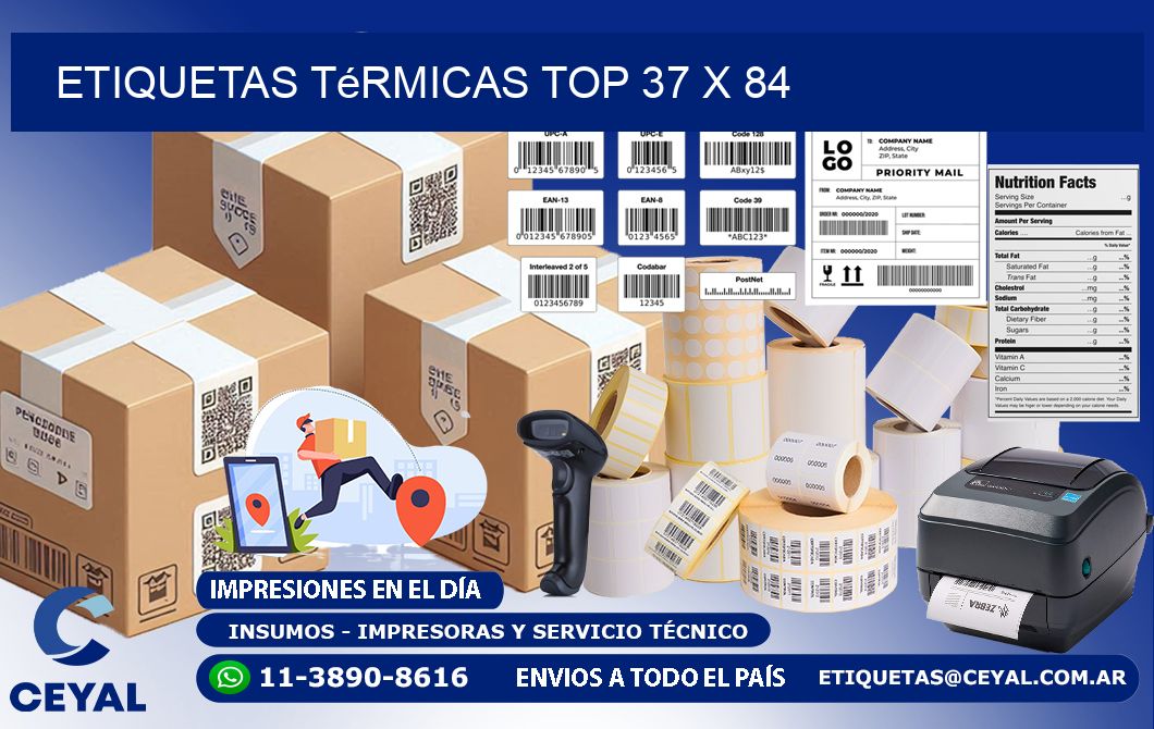 etiquetas Térmicas top 37 x 84