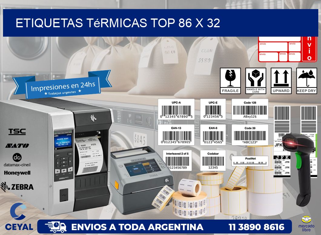 etiquetas Térmicas top 86 x 32