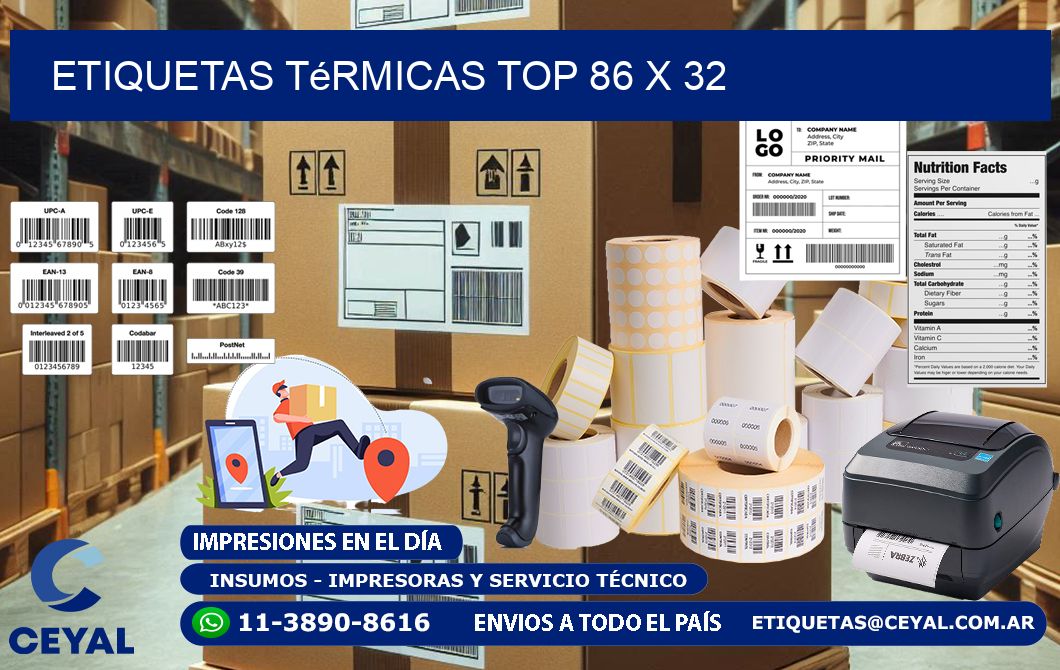 etiquetas Térmicas top 86 x 32