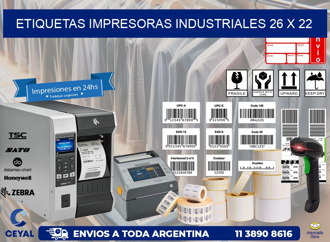 etiquetas impresoras industriales 26 x 22