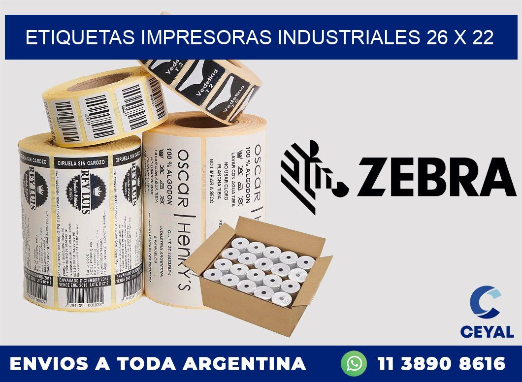 etiquetas impresoras industriales 26 x 22