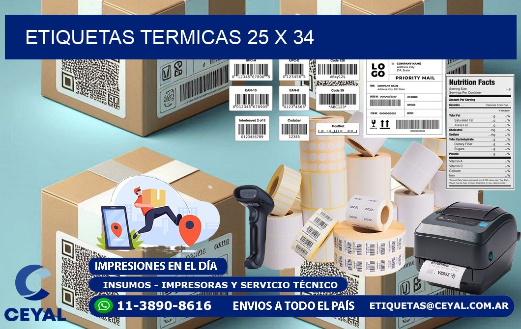 etiquetas termicas 25 x 34