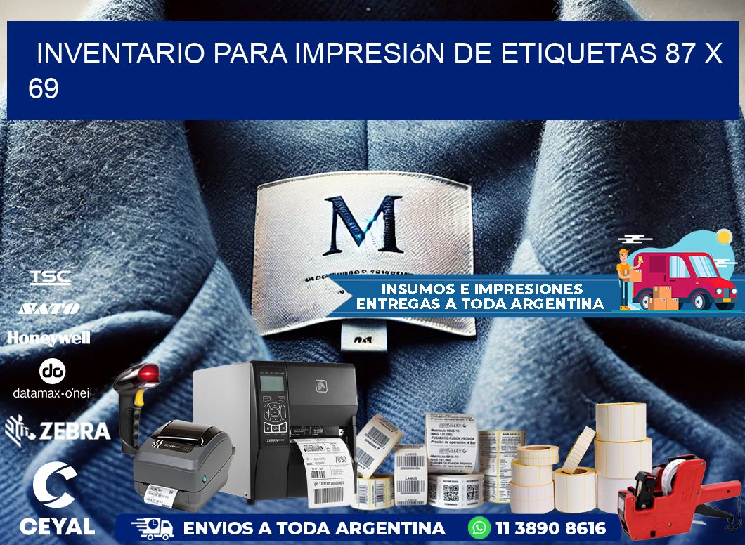 inventario para impresión de etiquetas 87 x 69