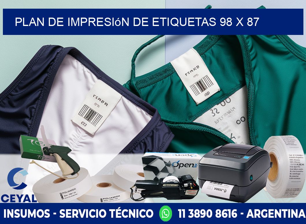 plan de impresión de etiquetas 98 x 87