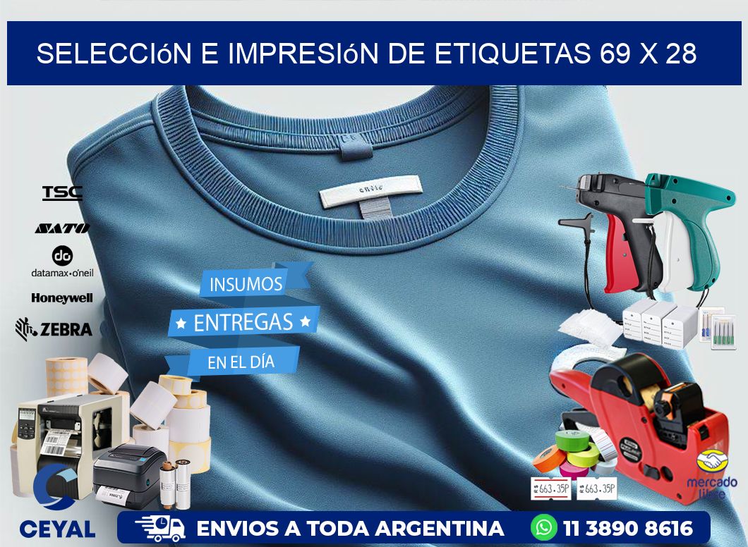 selección e impresión de etiquetas 69 x 28