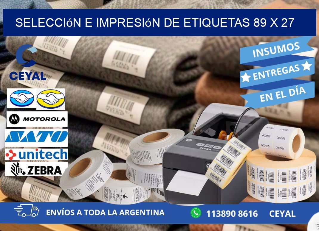 selección e impresión de etiquetas 89 x 27