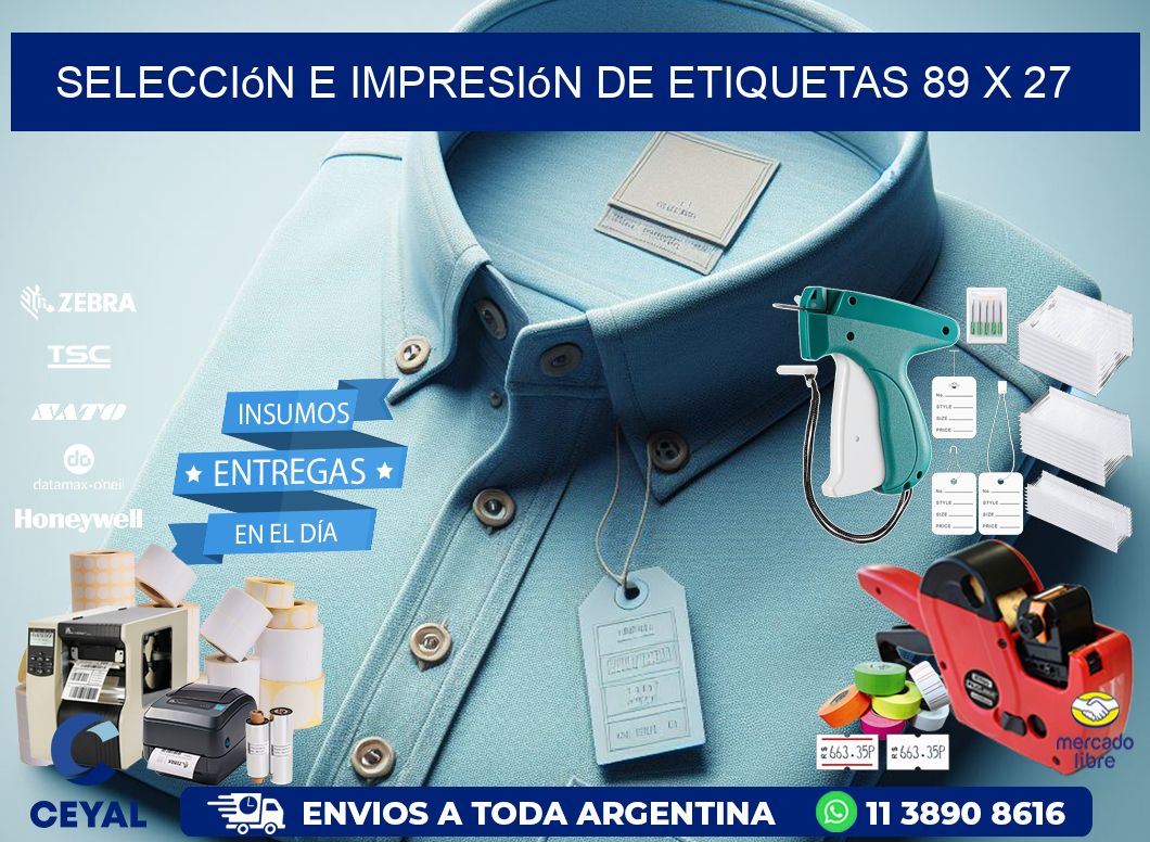 selección e impresión de etiquetas 89 x 27