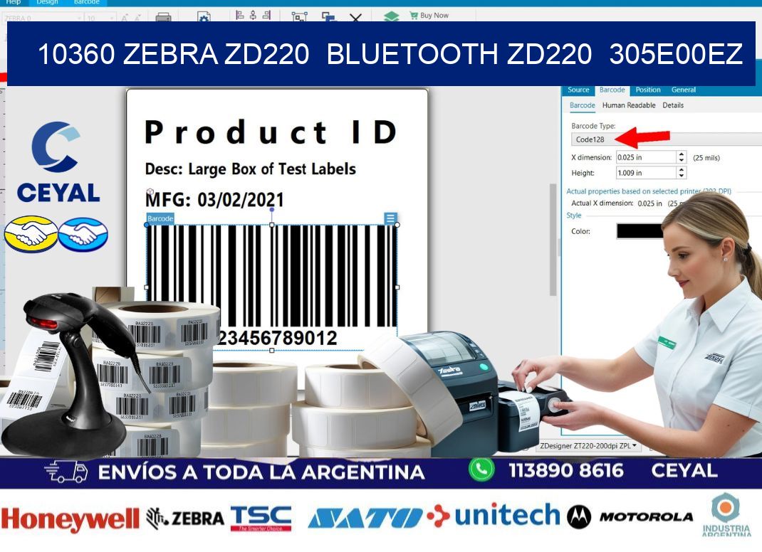 10360 Zebra ZD220  Bluetooth ZD220  305E00EZ