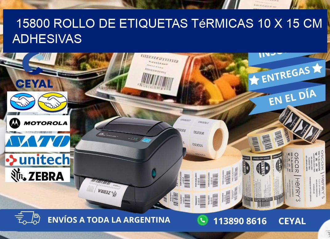 15800 Rollo de Etiquetas Térmicas 10 x 15 cm Adhesivas