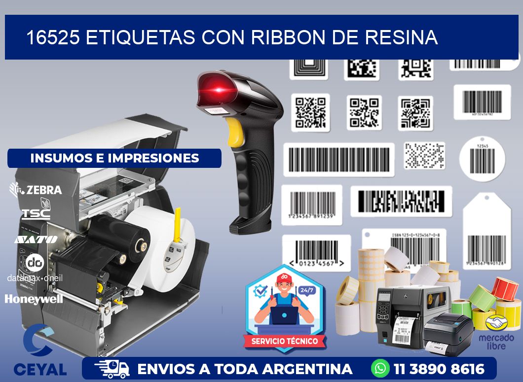 16525 etiquetas con ribbon de resina