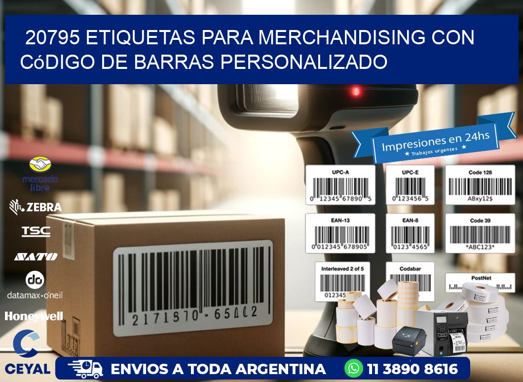 20795 etiquetas para merchandising con código de barras personalizado
