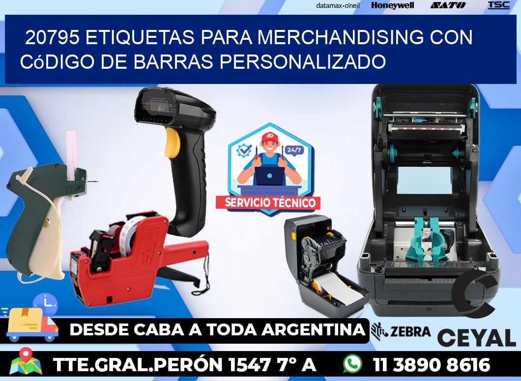 20795 etiquetas para merchandising con código de barras personalizado