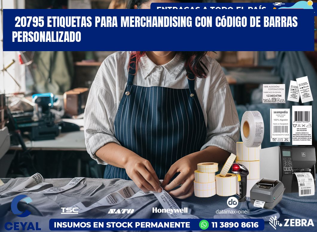 20795 etiquetas para merchandising con código de barras personalizado
