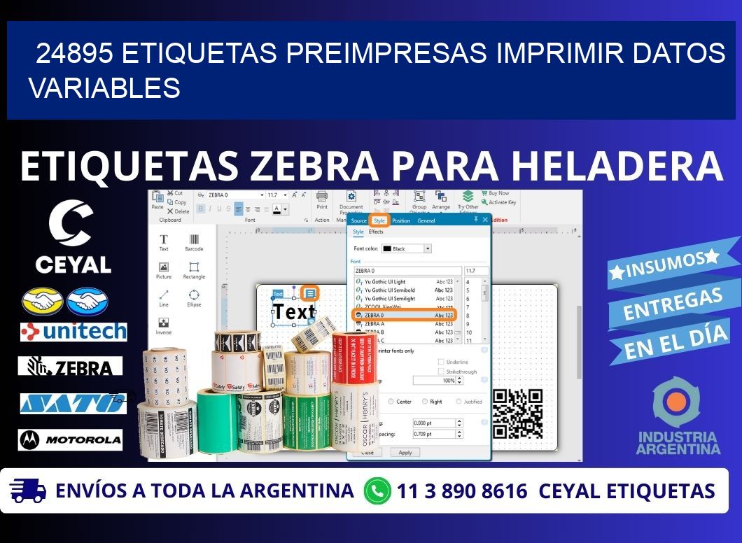 24895 Etiquetas preimpresas imprimir datos variables