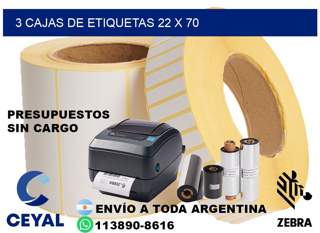 3 cajas de etiquetas 22 x 70