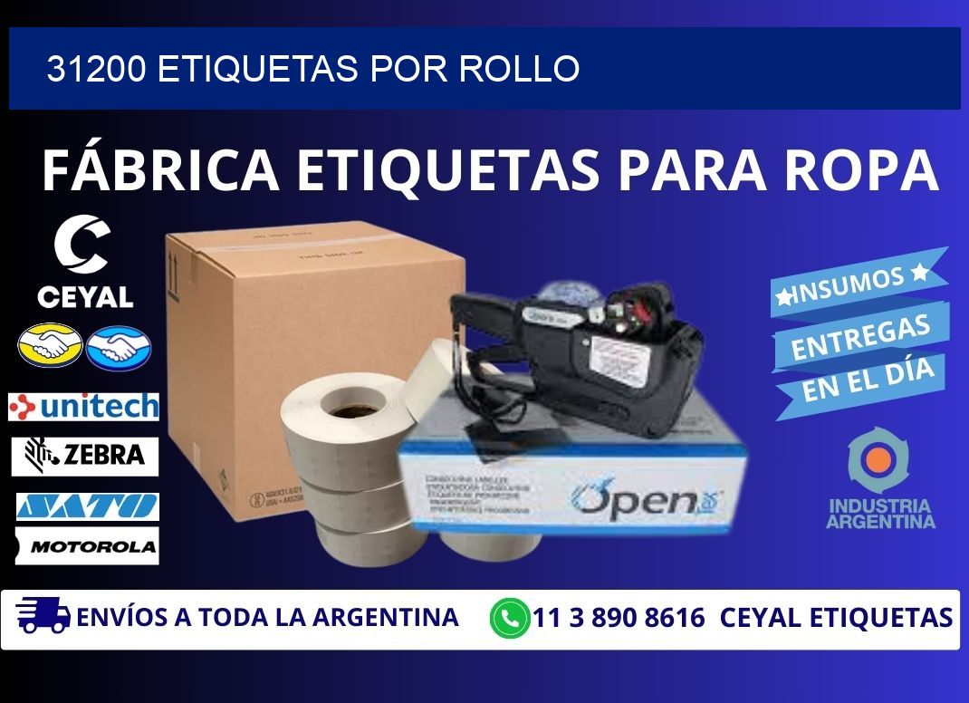 31200 Etiquetas por rollo