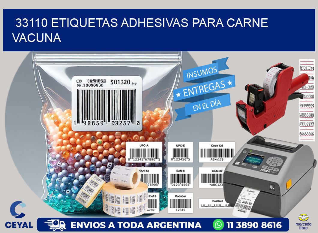 33110 etiquetas adhesivas para carne vacuna