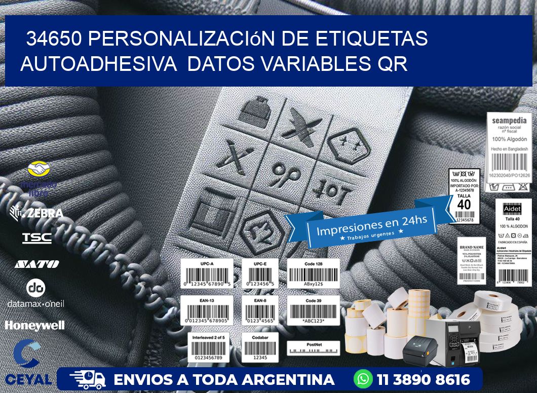 34650 Personalización de etiquetas autoadhesiva  datos variables QR