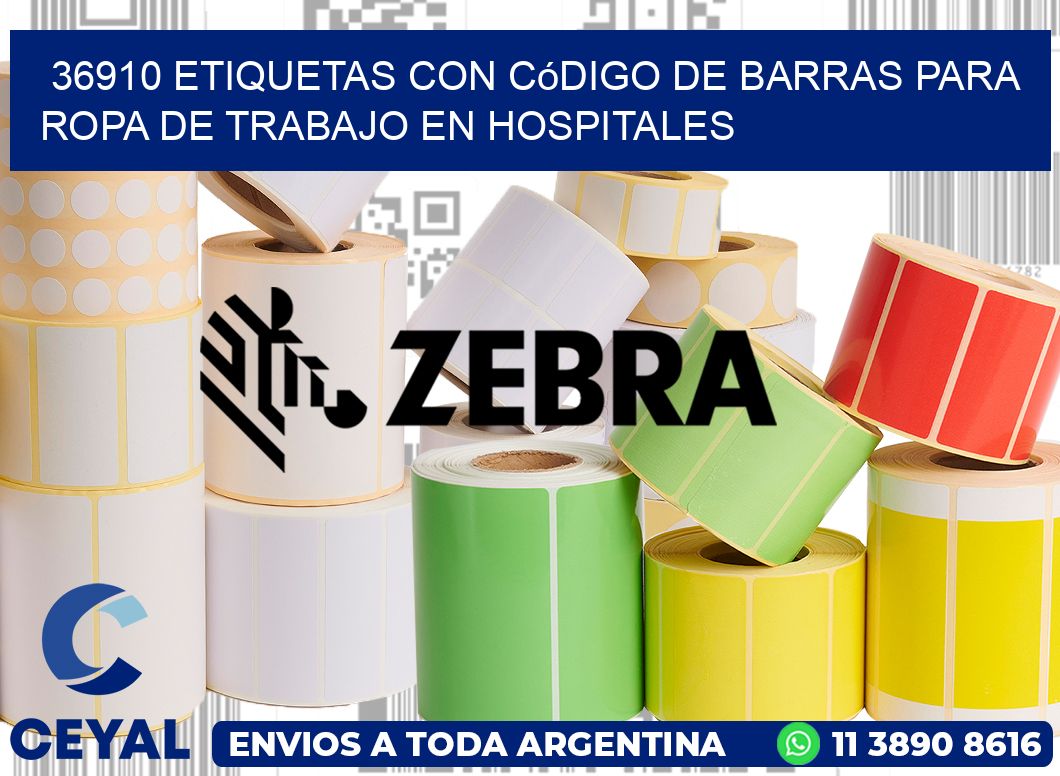 36910 Etiquetas con código de barras para ropa de trabajo en hospitales