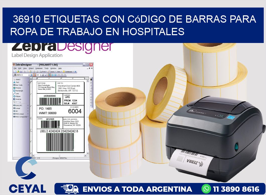 36910 Etiquetas con código de barras para ropa de trabajo en hospitales