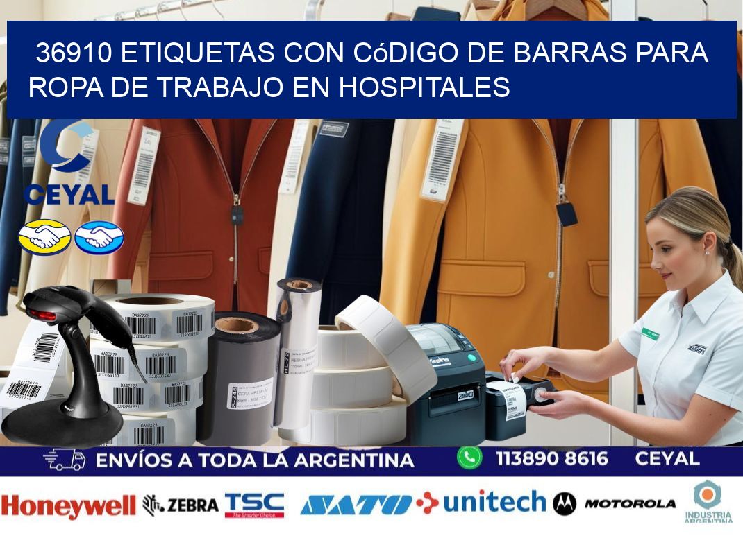 36910 Etiquetas con código de barras para ropa de trabajo en hospitales