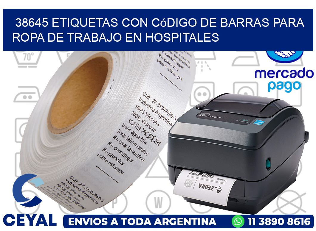 38645 Etiquetas con código de barras para ropa de trabajo en hospitales
