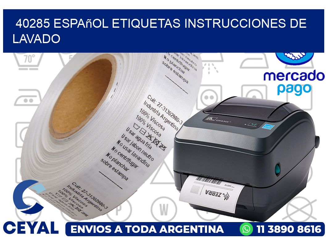 40285 español etiquetas instrucciones de lavado