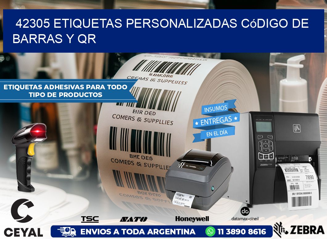 42305 etiquetas personalizadas código de barras y QR