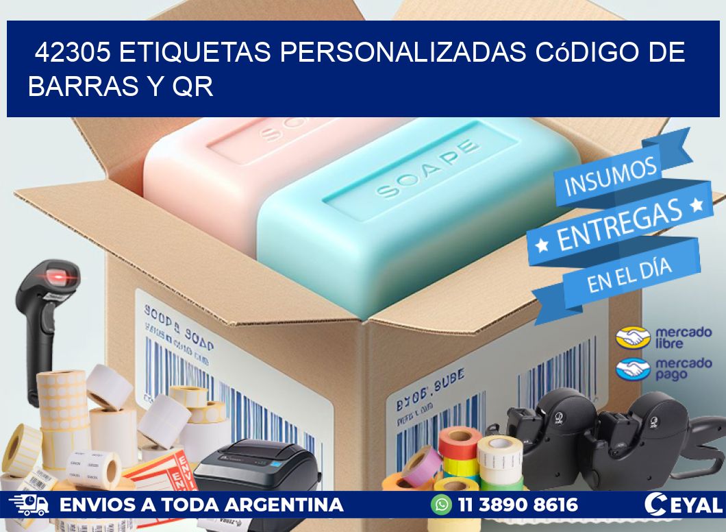 42305 etiquetas personalizadas código de barras y QR