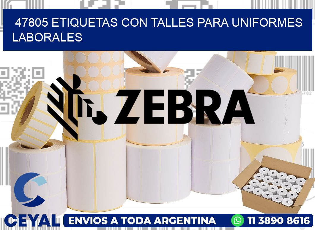 47805 etiquetas con talles para uniformes laborales