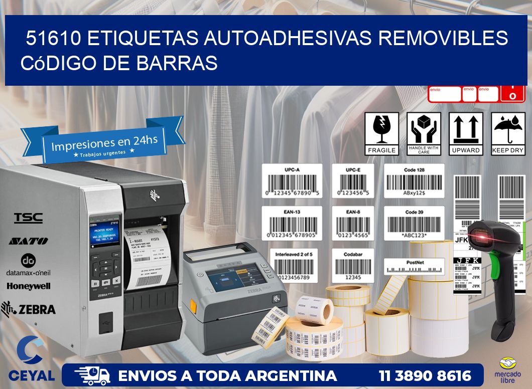 51610 etiquetas autoadhesivas removibles código de barras