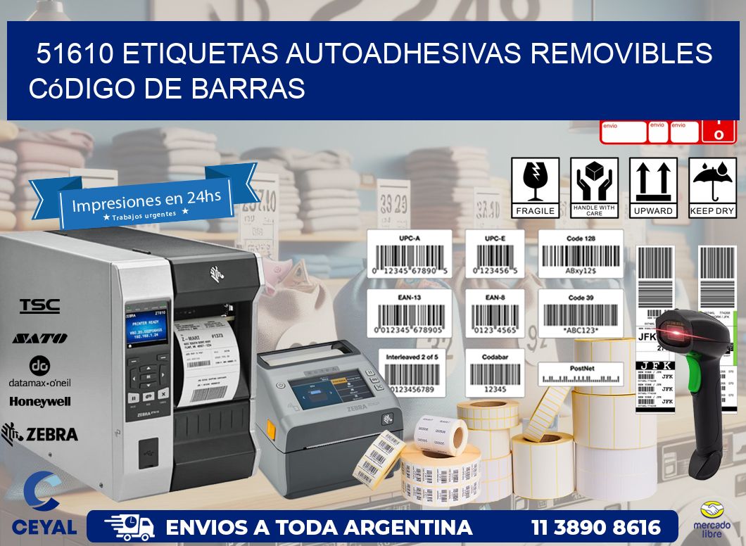 51610 etiquetas autoadhesivas removibles código de barras