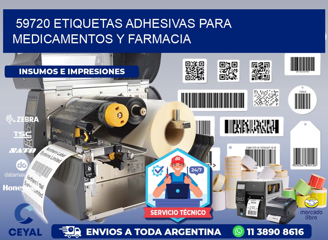 59720 Etiquetas adhesivas para medicamentos y farmacia