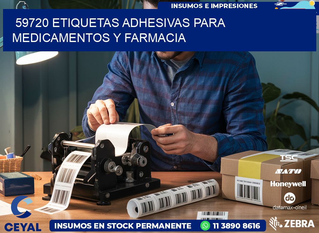 59720 Etiquetas adhesivas para medicamentos y farmacia