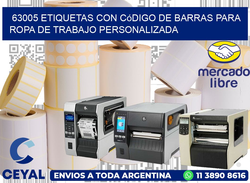 63005 Etiquetas con código de barras para ropa de trabajo personalizada