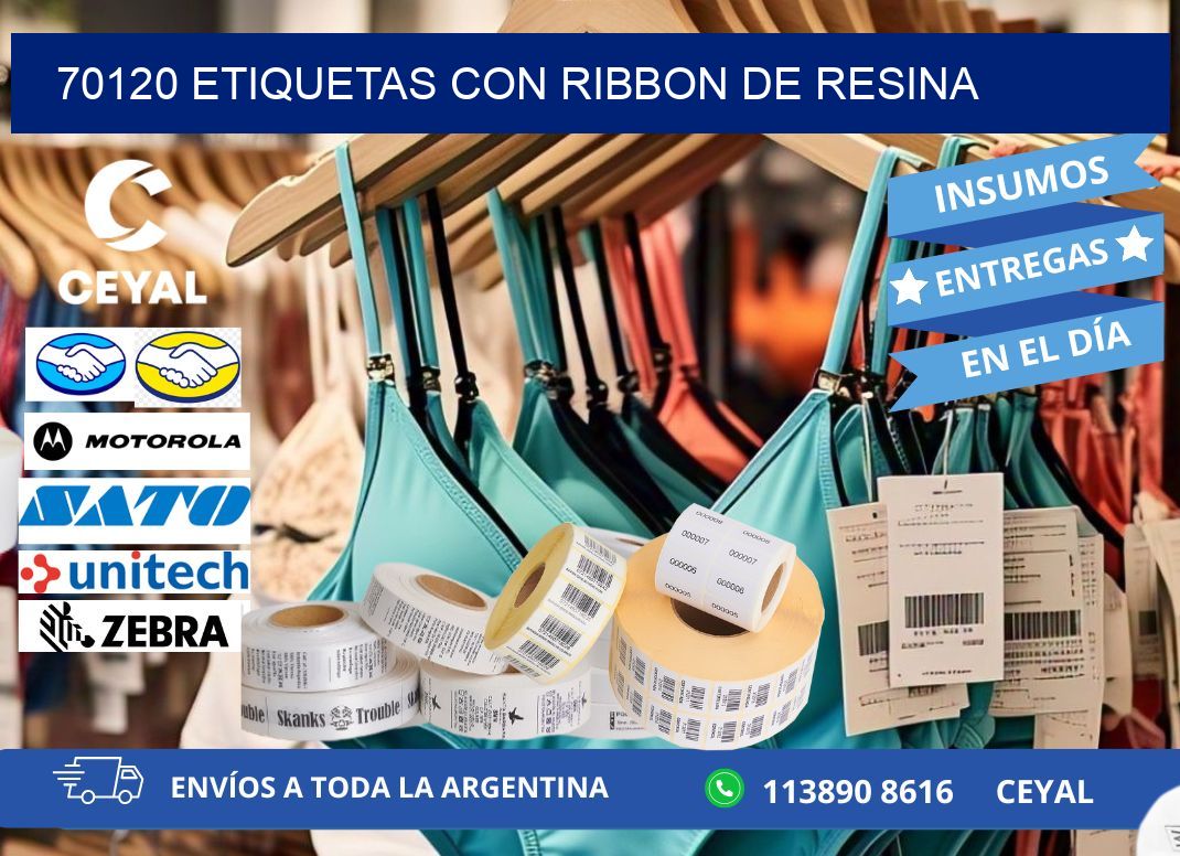 70120 etiquetas con ribbon de resina