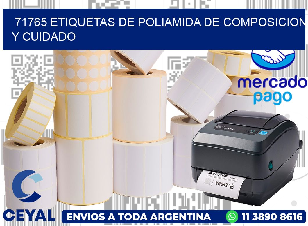 71765 etiquetas de poliamida de composicion y cuidado