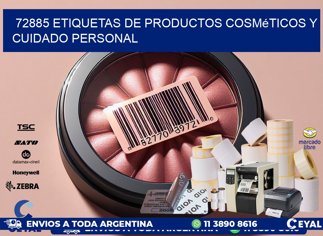 72885 Etiquetas de productos cosméticos y cuidado personal