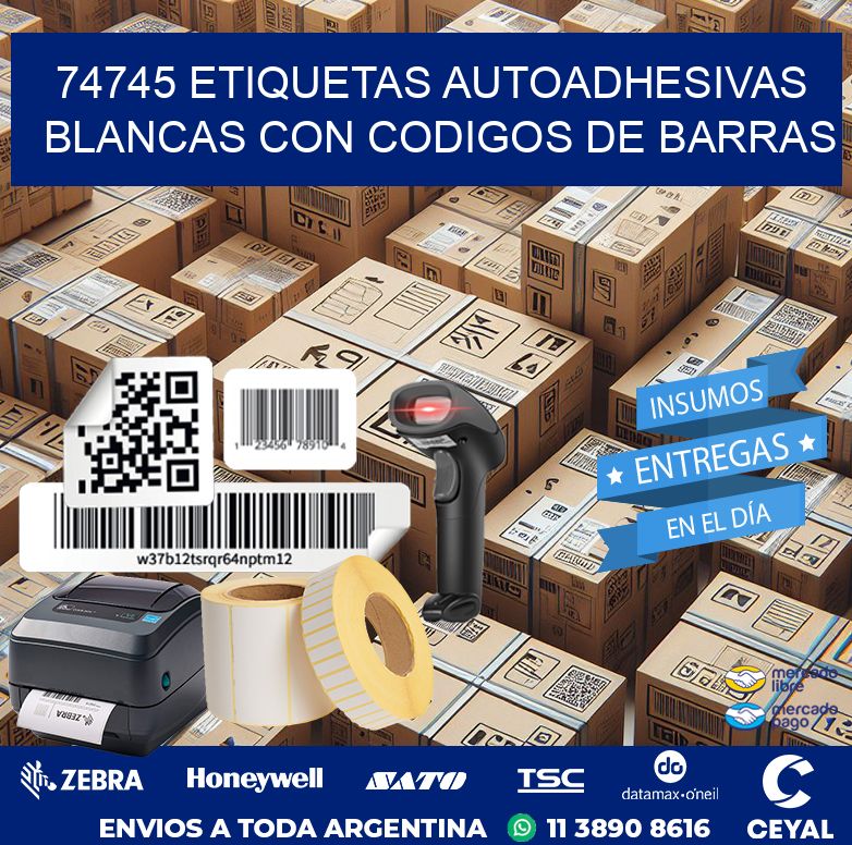 74745 etiquetas autoadhesivas blancas con codigos de barras