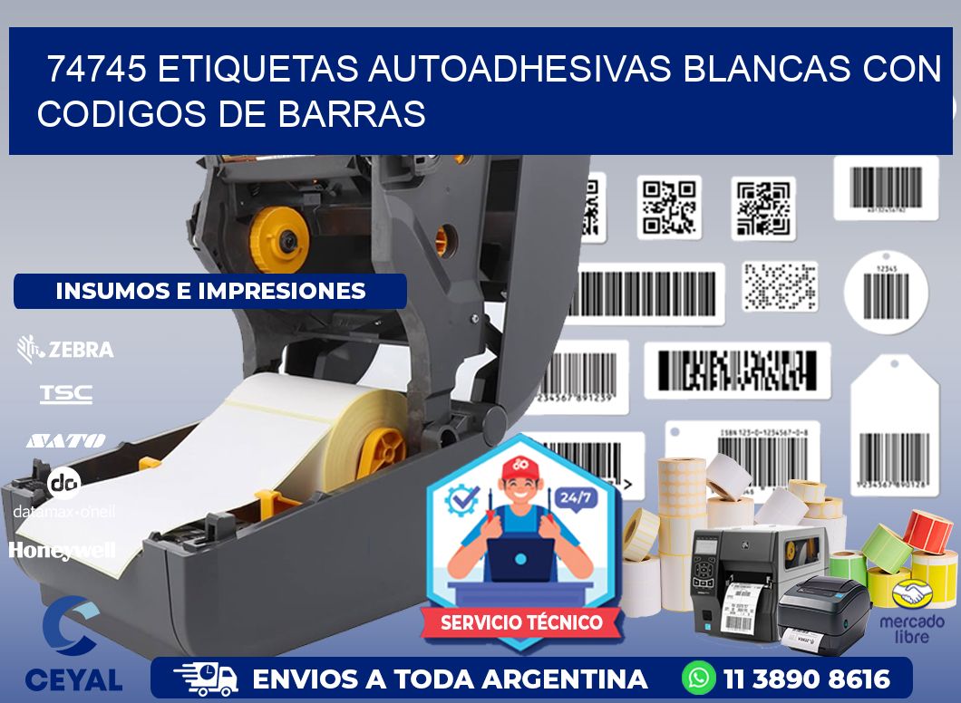 74745 etiquetas autoadhesivas blancas con codigos de barras