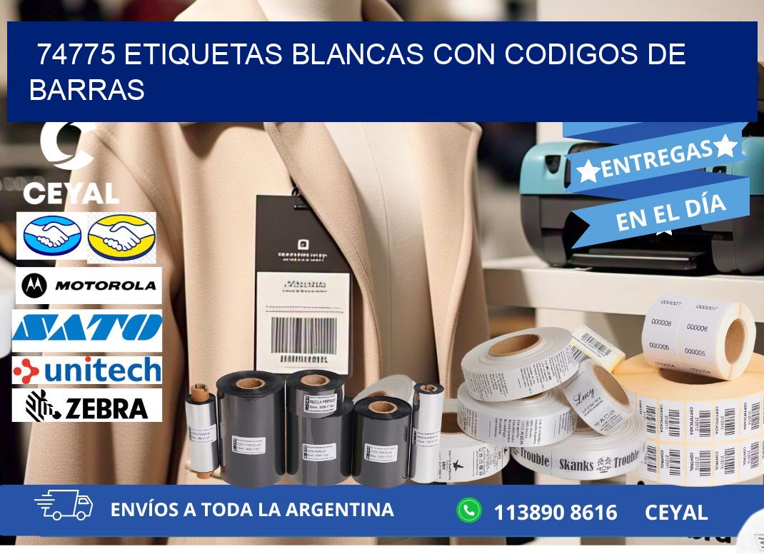 74775 etiquetas blancas con codigos de barras