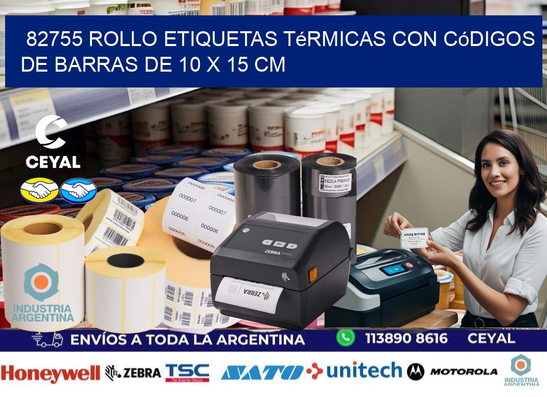 82755 Rollo etiquetas térmicas con Códigos de Barras de 10 x 15 cm