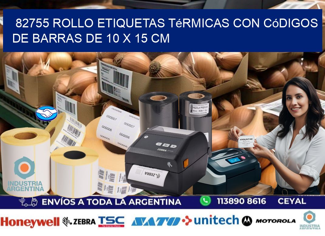 82755 Rollo etiquetas térmicas con Códigos de Barras de 10 x 15 cm
