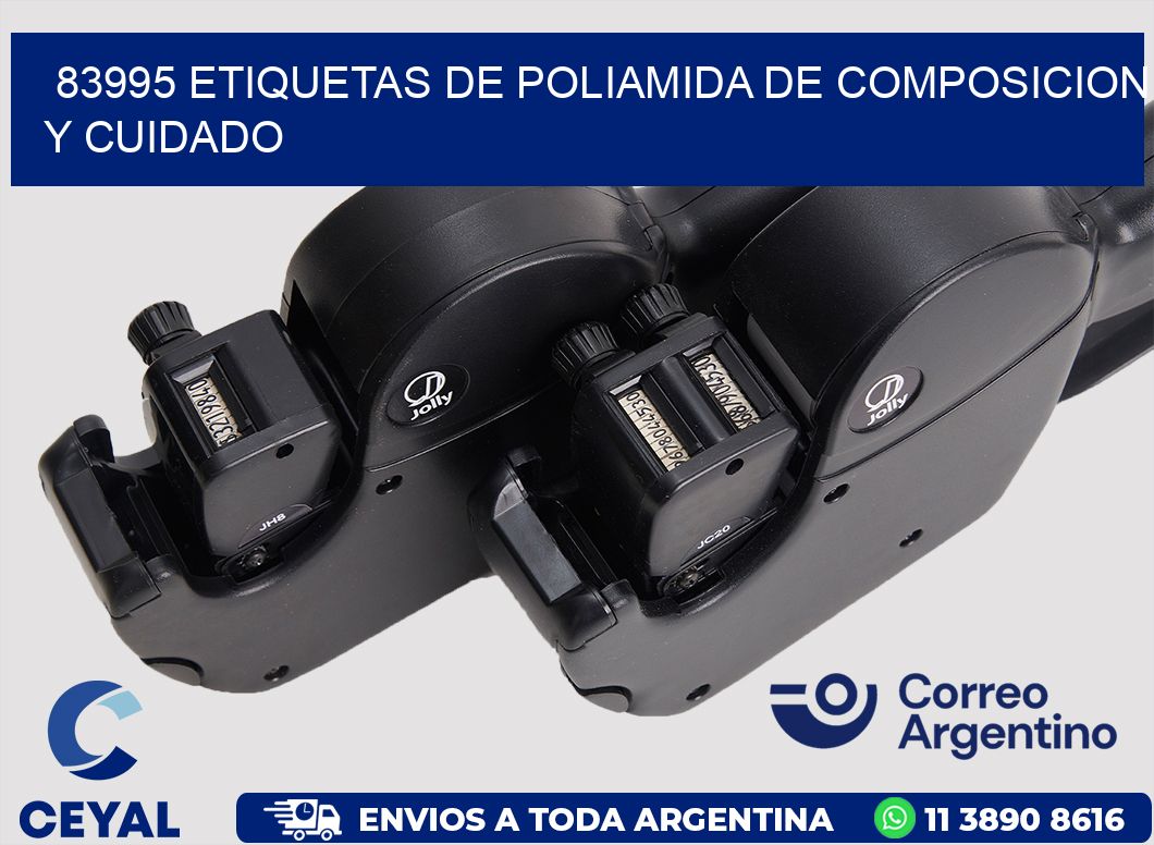 83995 etiquetas de poliamida de composicion y cuidado