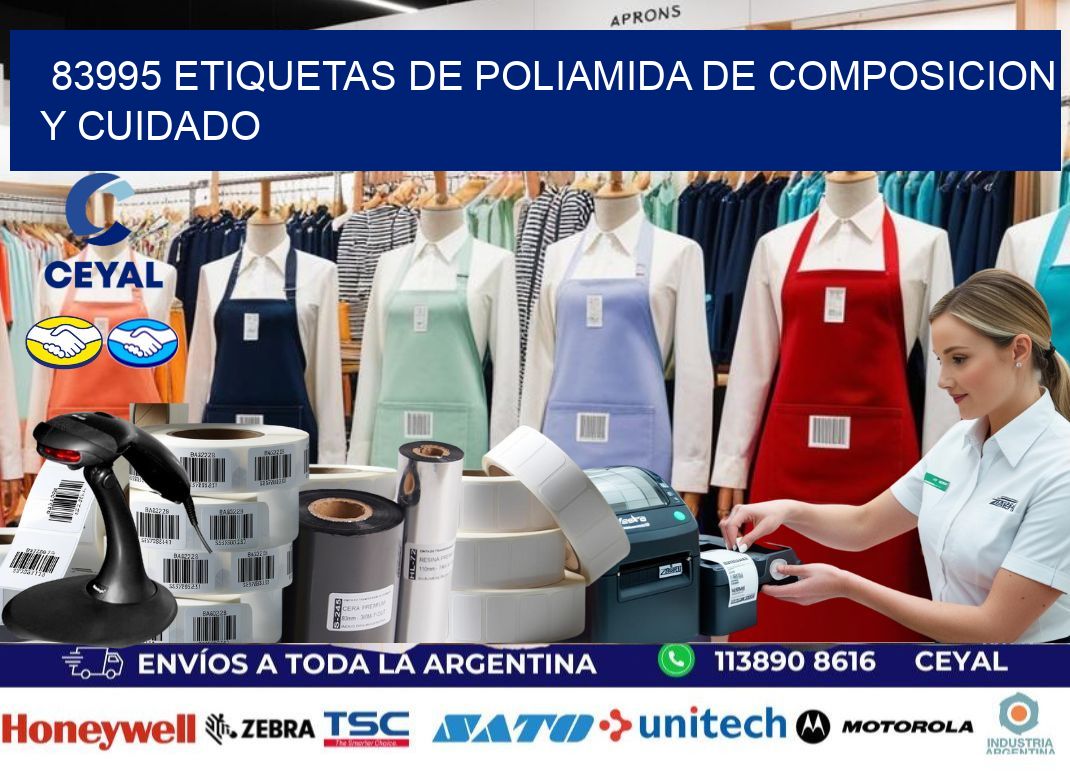 83995 etiquetas de poliamida de composicion y cuidado